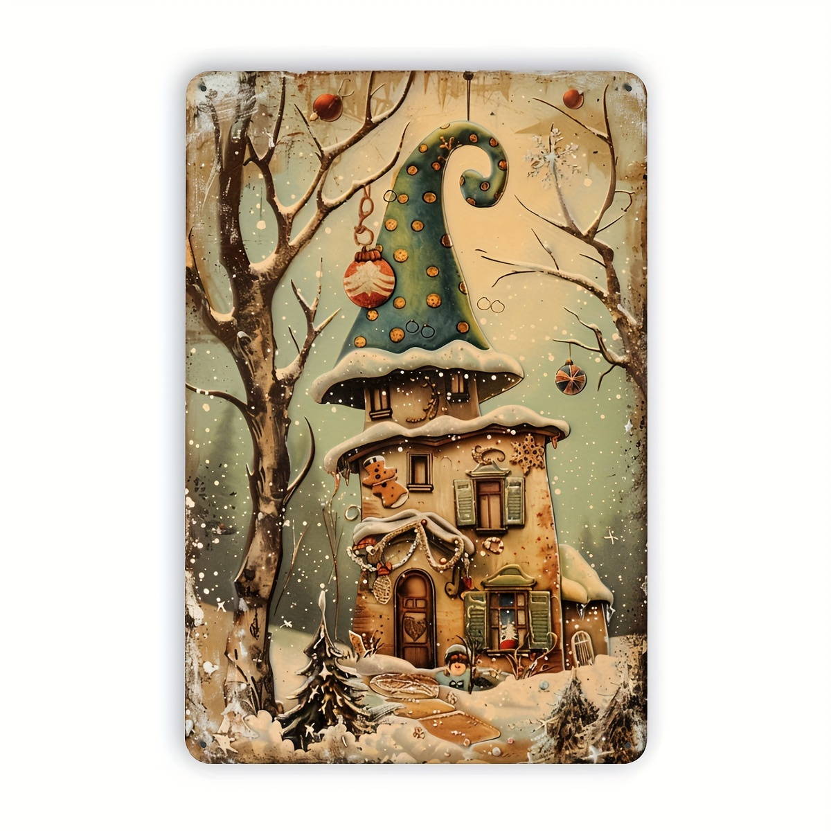 Home Office With Library - 1 Adet Vintage Noel Kulübesi Metal