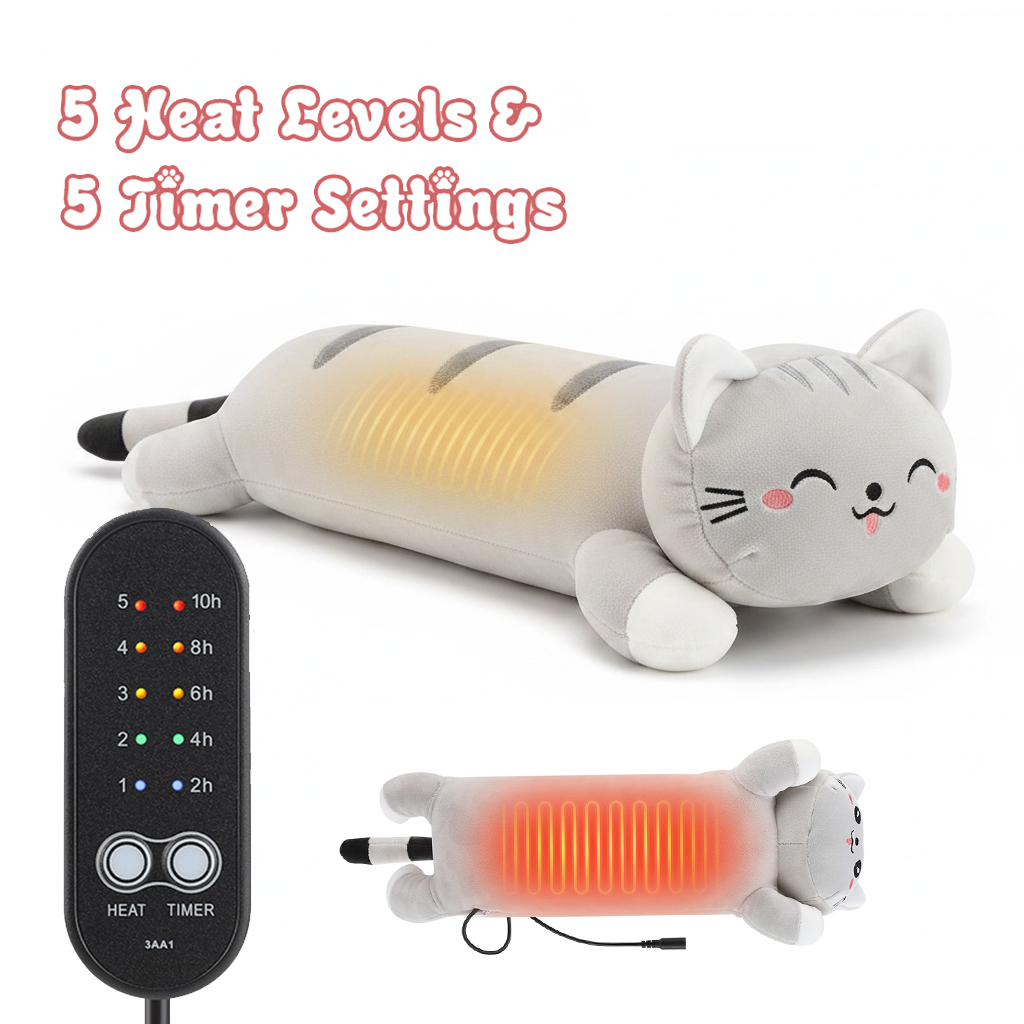 Home Office Cozy - Isıtmalı Kedi Peluş Yastık, 5 Isı