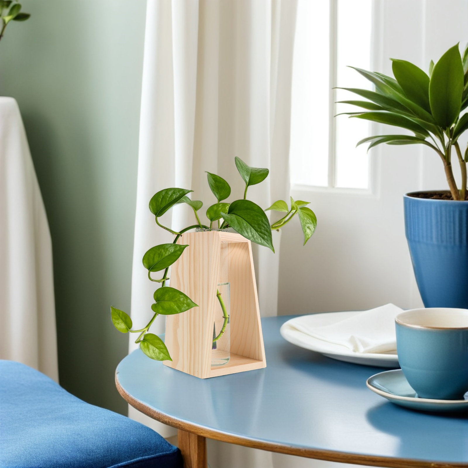 Home Office With Plants - Tek Yuvalı Hidroponik Bitki Cam Kabı
