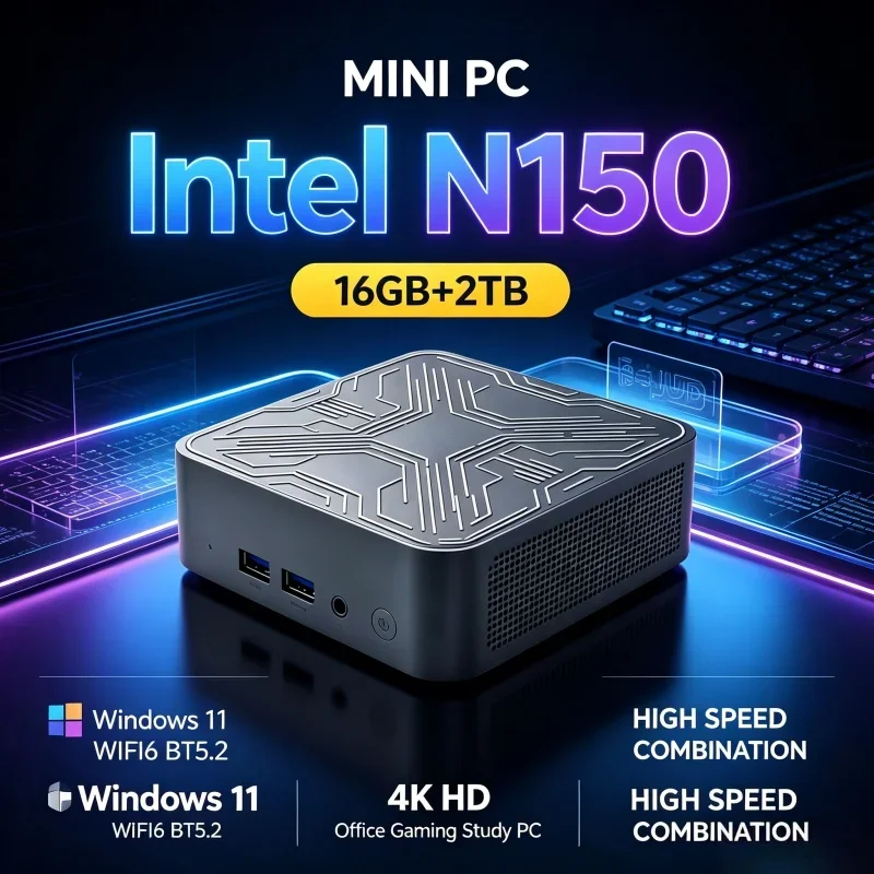Home Office Windows 11 - Intel N150 Mini PC Kompakt Masaüstü