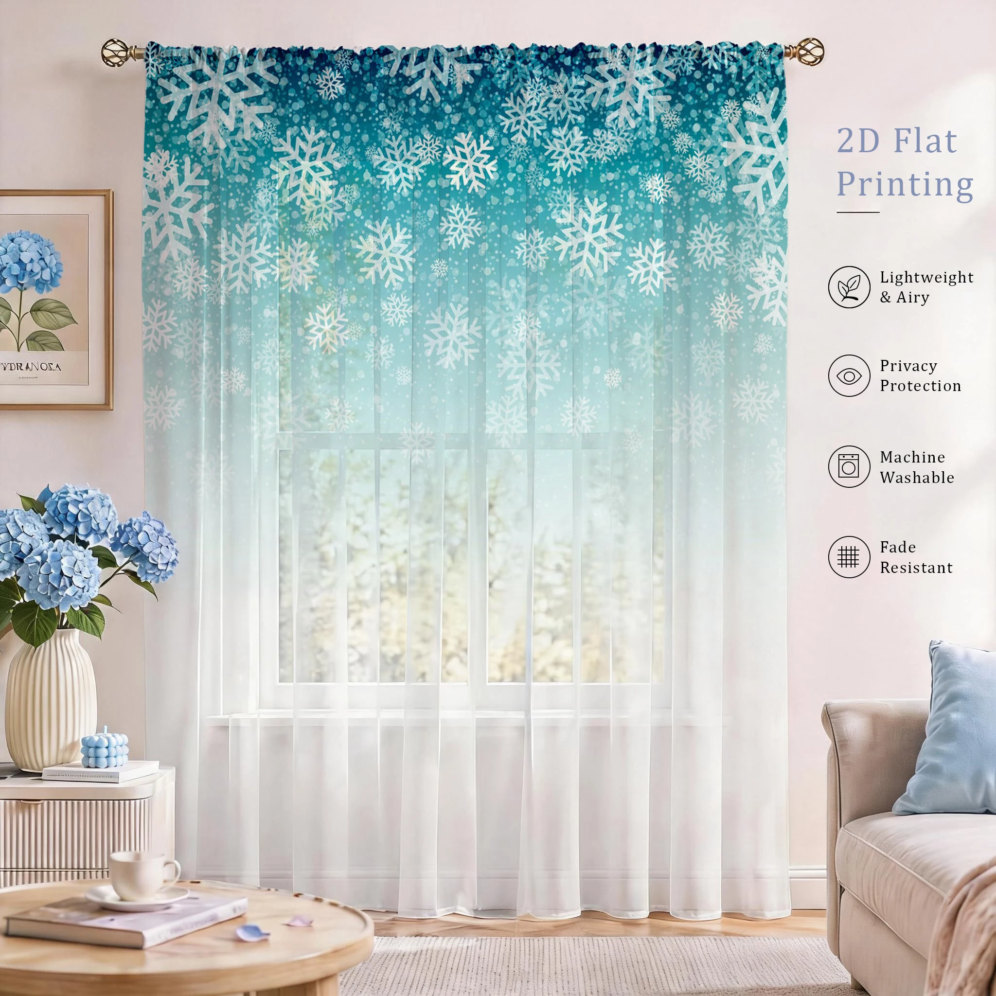 Çiçekli Gradyanlı Şeffaf Perde - Home Office With Plants incelemesi ve fiyatı