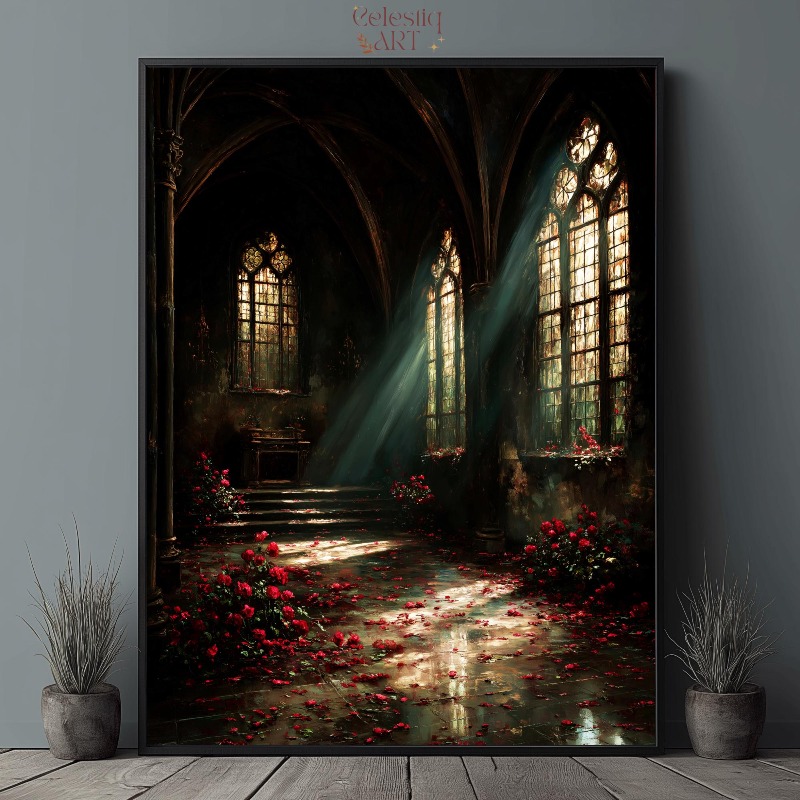 Koyu Akademi Tuval Baskı Gotik - Home Office With Library incelemesi ve fiyatı