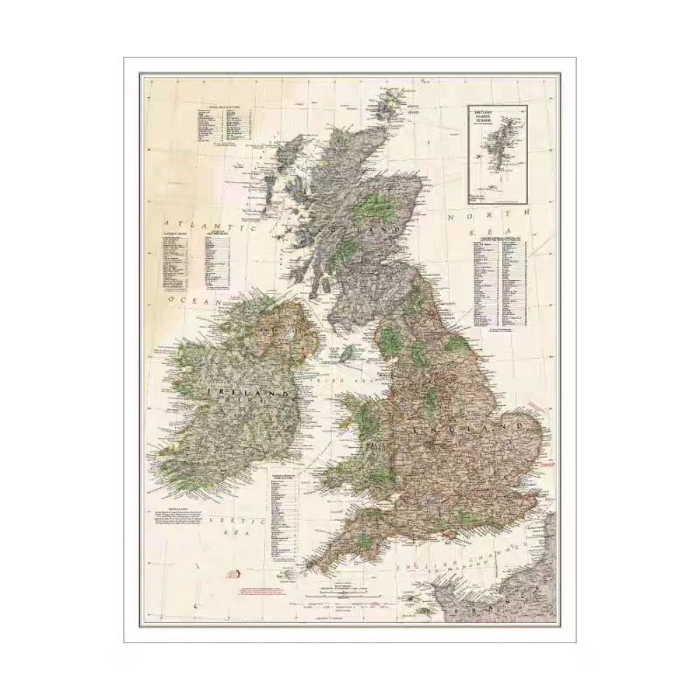 Vintage HD Britanya Haritası P - Home Office With Library incelemesi ve fiyatı